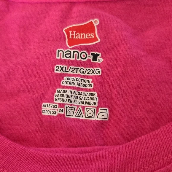 Hanes Nano-T Pink Great Dane Lady TShirt Size 2XL - Picture 4 of 4